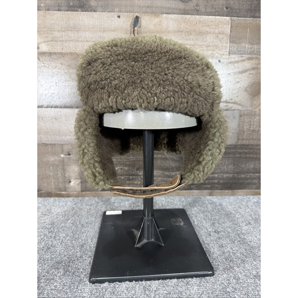 Vintage Aviator Trapper Hat Ushanka B3 Bomber Genuine Leather Sheepskin USA XL